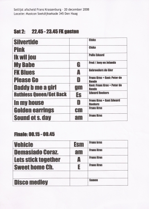 Setlist part 2 Frans Krassenburg concert December 20, 2008